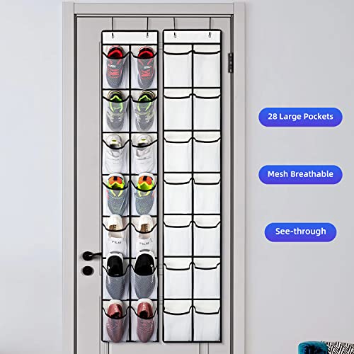 2 Pack White 14 Pockets Over the Door Shoe Organizer (2 Count)