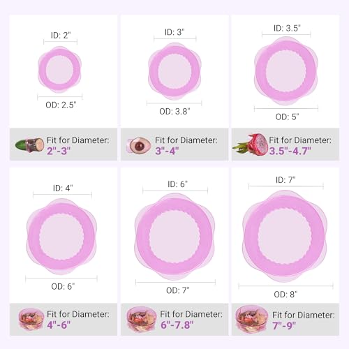 Silicone Stretch Lids for Food Storage in Fridge (6 Count)