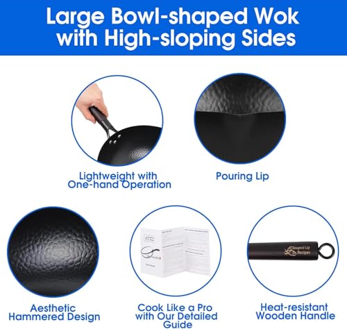 12.5 Inch Carbon Steel Wok For Electric
