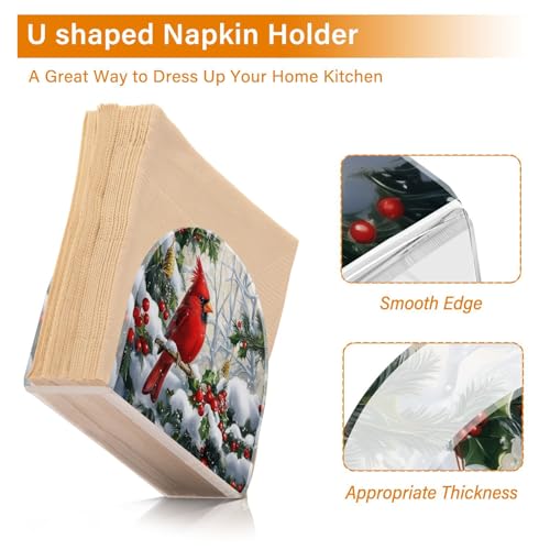 Red Cardinal Christmas Napkin Holder for Table Paper Napkins Holder Acrylic Tissue Dispenser Kitchen Dining Room Bathroom Party Car Decor