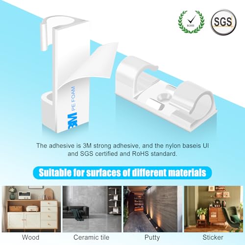 50pcs Medium Self Adhesive Cable Clips White (50 Count)