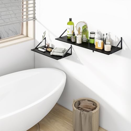 24W x 12D Deep Floating Shelves Set of 2 Black