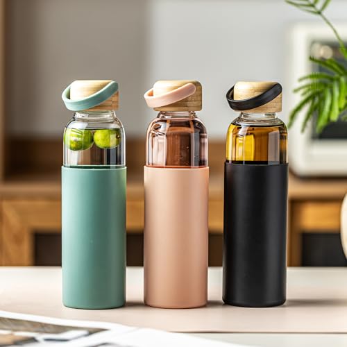 21oz Borosilicate Glass Water Bottles with Silicone Non