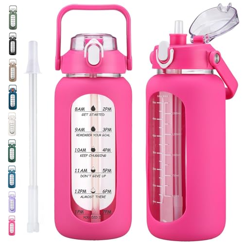 64oz Glass Water Bottles with Straw