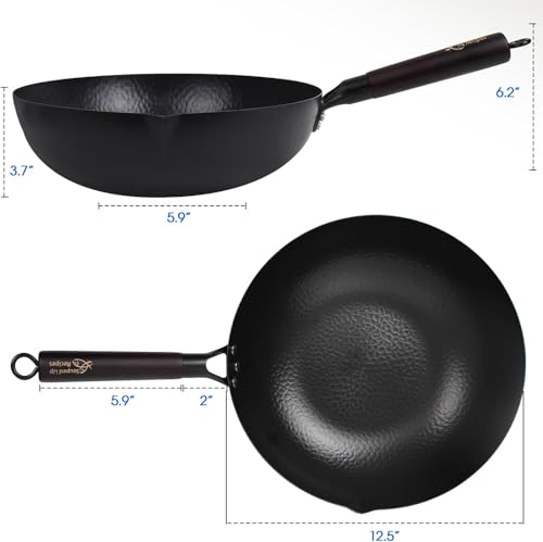 12.5 Inch Carbon Steel Wok For Electric