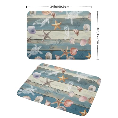 Coastal Starfish Dish Drying Mat Summer Sea Turtle Drainer Rack Mat Absorbent Microfiber Kitchen Countertop Protector Dishes Pad 18x24 inch