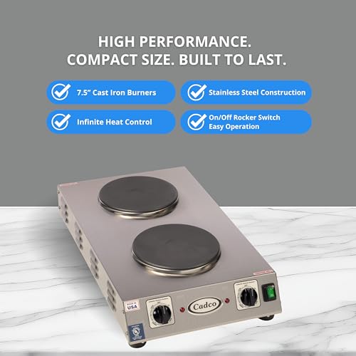 CDR 2CFB Portable Double Cast Iron Space Saver Hot Plate