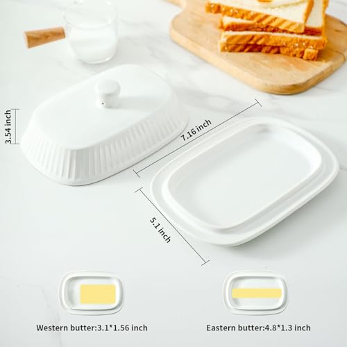 Hansense Porcelain Butter Dish with Lid for Countertop