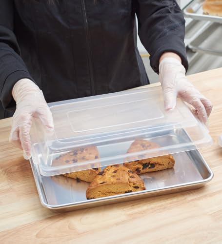 6-Pack 1/4 Size Sheet Pan with Cover Set (12 Piece Bundle), Dishwasher Safe Baking Pans & NSF Certified Polypropylene Lids, Compact Quarter Bun Pan for Meal Prep, Baking & Storage - Silver/Translucent (12 Count)