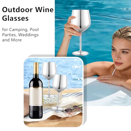 Unbreakable Stainless Steel Wine Glasses Set of 2 (2 Count)
