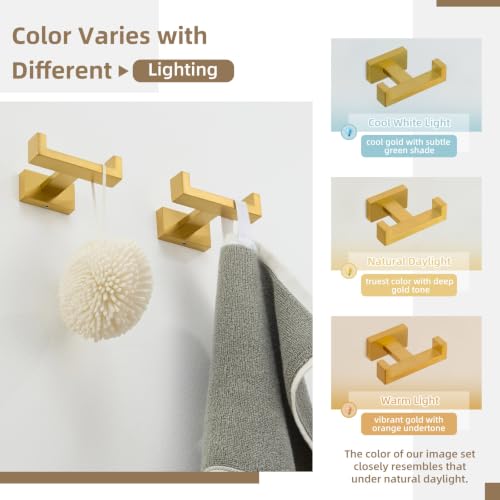 Double Towel Hook Brushed Dark Gold (2 Count)
