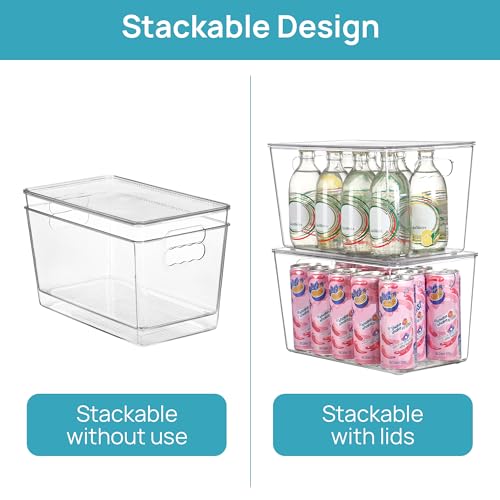 4 Pack Clear Stackable Storage Bins with Lids and Handles (4 Count)