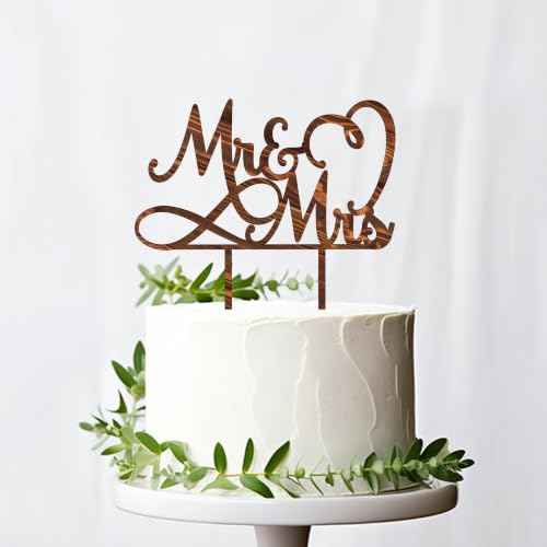 Mr & Mrs Wedding Cake Topper in Wood