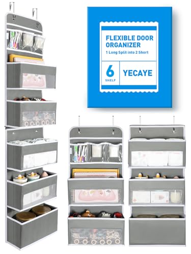 Over the Door Storage Organizer for Nursery Closet 6 Tier Grey