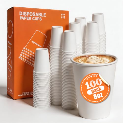 Disposable Paper Coffee Cups 8 oz 1000 Count Bulk