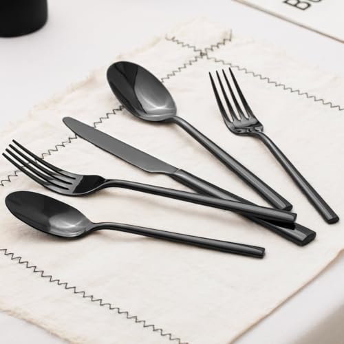 Black Silverware Set for 4 (20 Count)