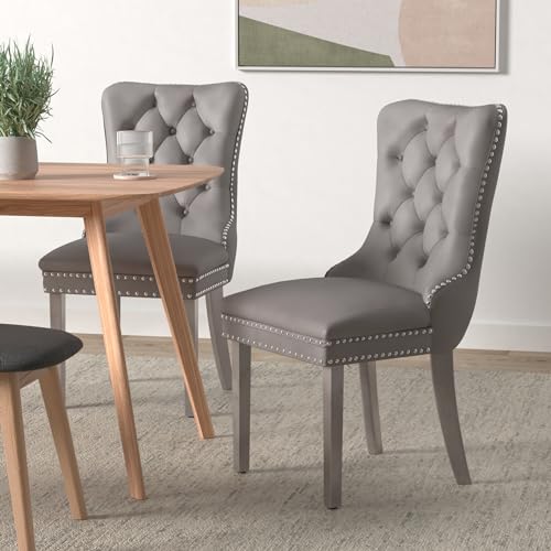 Grey Velvet Dining Chairs Set of 2 (2 Count)