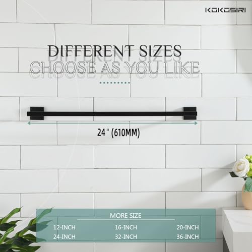 Towel Rails Bathroom Towel Bars Matte Black 24 Inch Bath Towel Holder for Cabinet Kitchen Wall Stainless Steel B4005BK