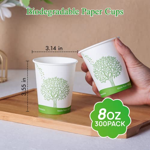 300 Count 8 oz Compostable Paper Cups