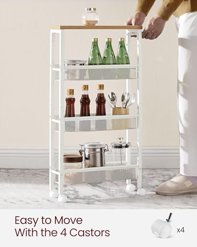 4 Tier Slim Rolling Storage cart with Wheels