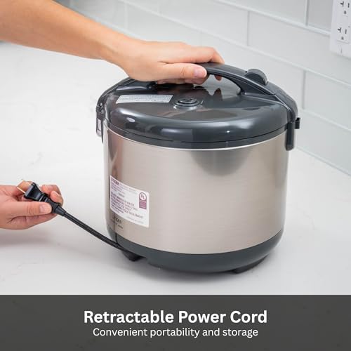 JNP-S15U-US 8 Cup Capacity White Rice Cooker with Non-Stick Inner Pot, Retractable Power Cord, and Keep Warm up to 12 hours (Urban Satin)
