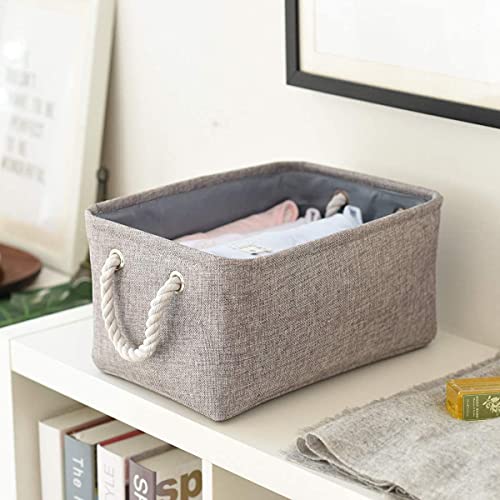 Storage Basket Fabric Sturdy Canvas Storage Bins Organizer with Handles for Clothes and Storage Foldable Storage Boxes Cubes (4 Count)