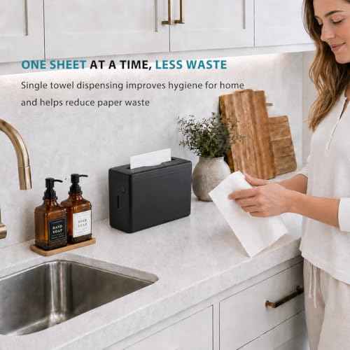 Multifold Paper Towel Dispenser Countertop Black Wide Design Large Capacity