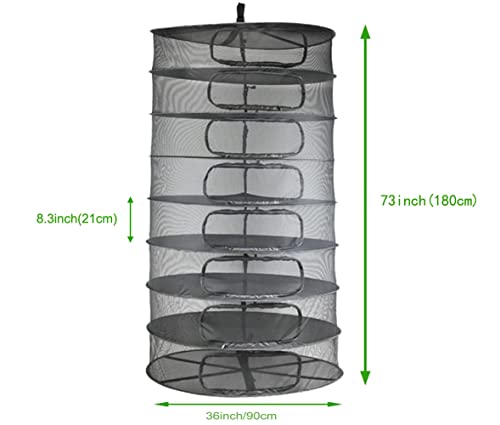 Herb Dry Rack Zipper Opening 3ft Adjustable Center Support Straps NO Sagging Fine Mesh Dry Net