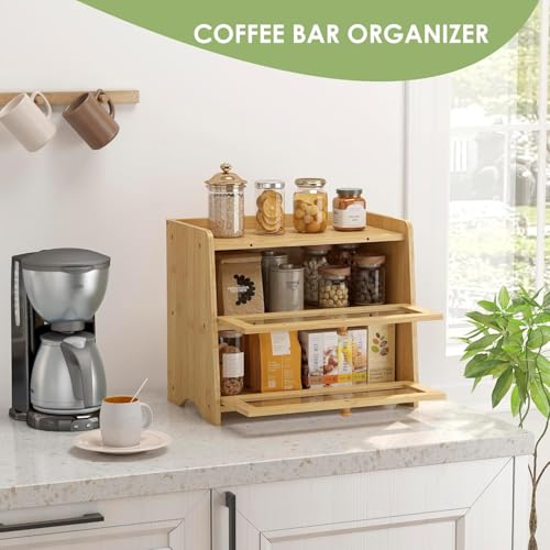 Double Layer Bread Box Container for Kitchen Countertop Homemade Bread