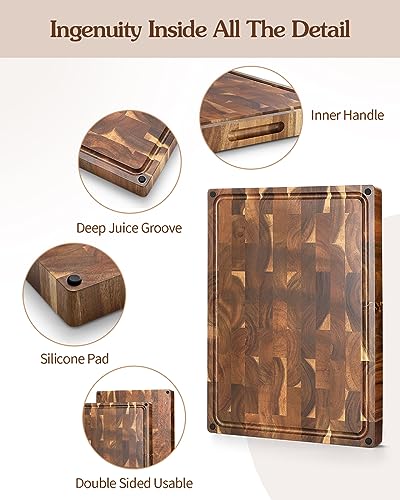 Large Thick End Grain Acacia Wood Cutting Board