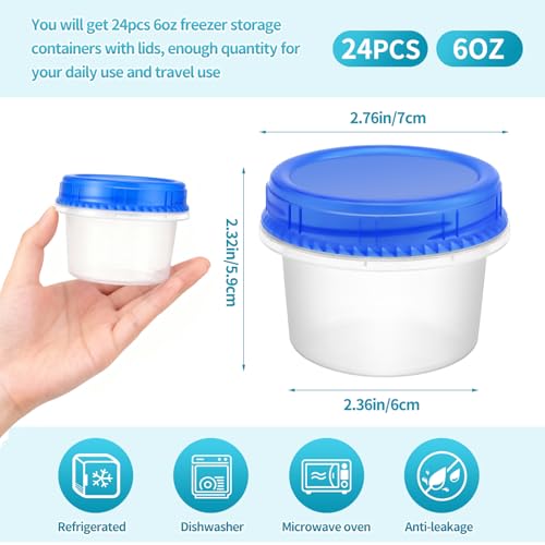 24 Pack Freezer Containers with Screw On Lids (24 Count)