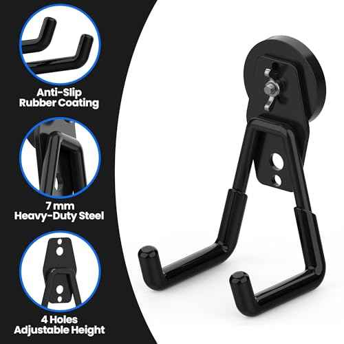 6 Pack Large Heavy Duty Magnetic Hook Extra Strong Magnetic Garage Hooks Big NdFeB Industrial Magnet Hooks Magnetic Utility Storage Holder Organization with Anti (6 Count)