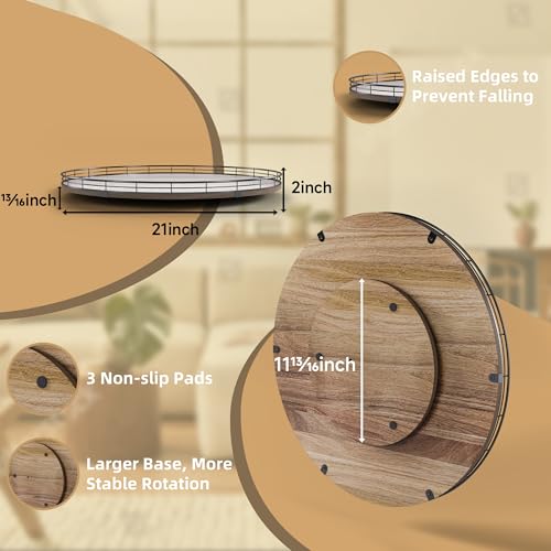 Acacia Wood 21" Lazy Susan Turntable Organizer for Table Top