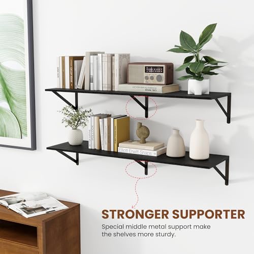 40W x 12D Deep Floating Shelves Set of 2 Black (2 Count)