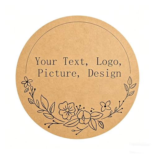 Kraft Paper Custom Stickers Round Labels Personalized with Text (100 Count)
