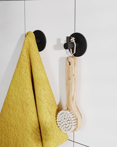 Black Paper Towel Holder Under Cabinet with 2 Hooks Self Adhesive