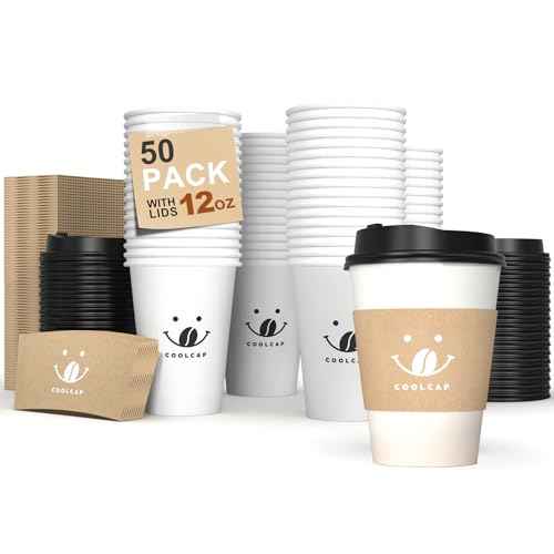 Coffee Cups with Lids and Sleeves (100 Count)