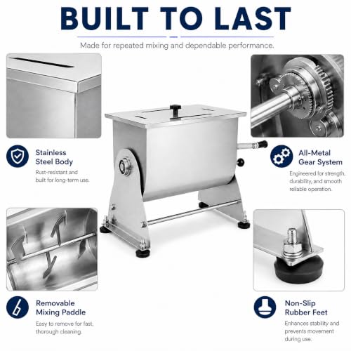 20 lb Tilting Meat Mixer for Sausage Burger Jerky