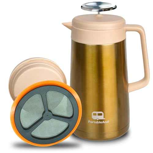 34oz Double Vacuum Insulation Large Silicone French Press Coffee Maker