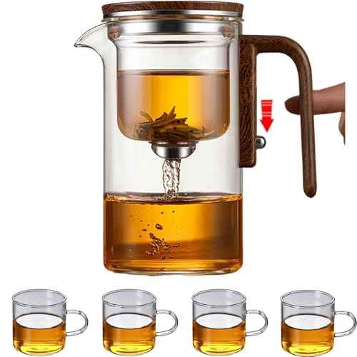 800ml+4 Cups Witchcraft Magic Glass Teapot with Infuser Strainer and Lid for Loose Leaf Tea Herbal