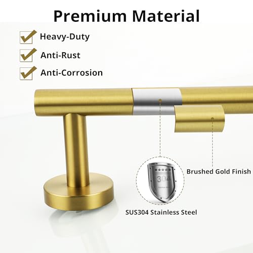 Brushed Gold Hand Towel Holder for Bathroom Wall