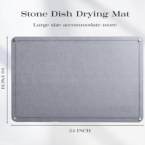 Large Dish Drying Stone Mat for Kitchen 24"x16" Dark Gray