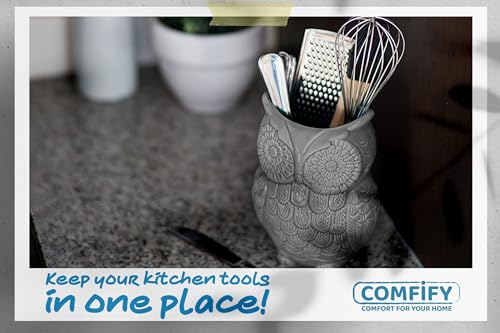 Gray Owl Utensil Holder
