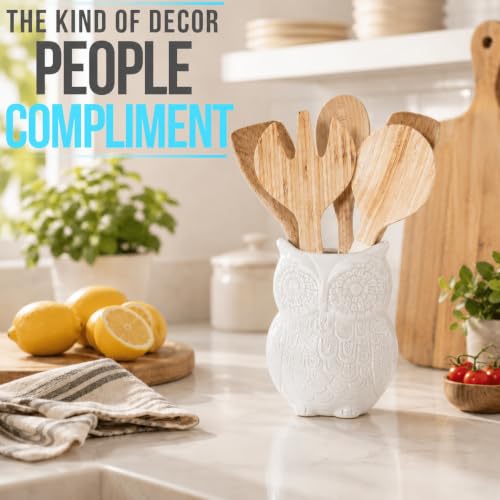 White Owl Utensil Holder