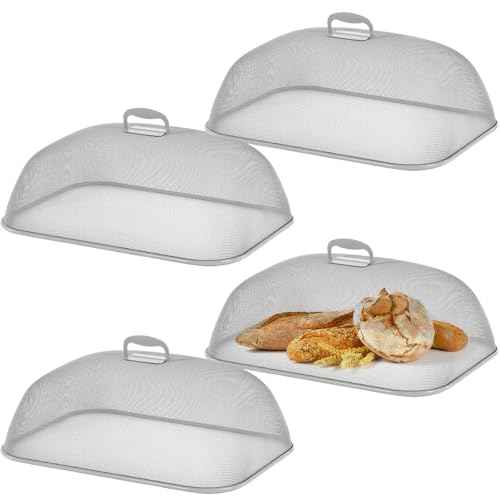 4 Pcs Metal Mesh Screen Food Cover for Outdoors Set Large 18.5 Inch Mesh Food Tents for Picnic Indoor Plate (4 Count)