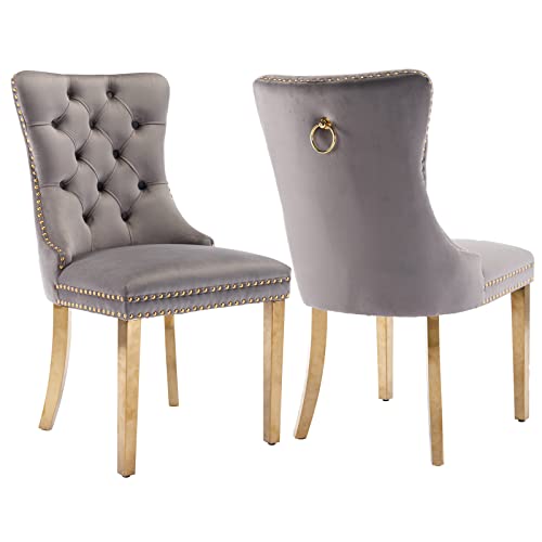 Grey Velvet Dining Chairs Set of 2 (2 Count)
