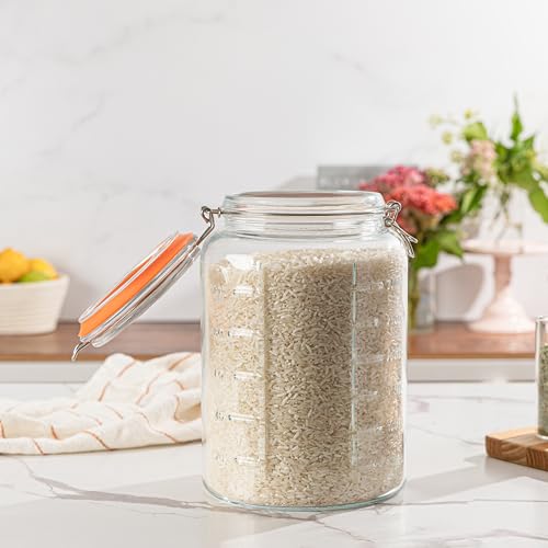 1 Gallon Glass Mason Storage Jars with Airtight Lids & Measurment Marks (2 Count)