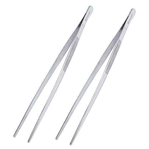 Set of 2 Kitchen Tweezers Fine Tweezer Tongs 12 Inch Stainless Steel Food Tweezer (2 Count)