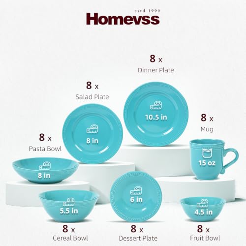 HomeVSS 56 Pc Pearl Dots Stoneware Dinnerware Set