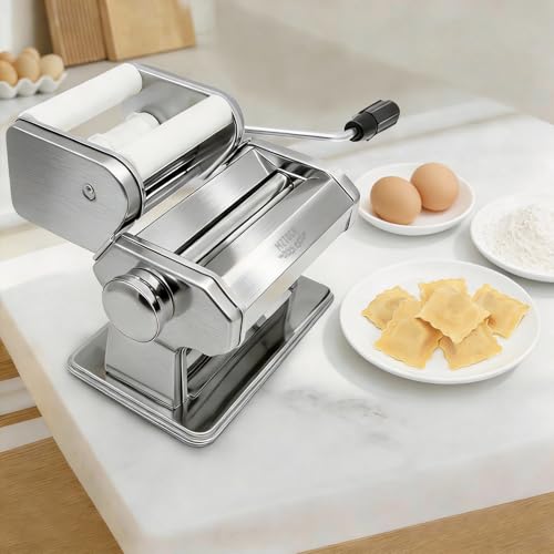 3-in-1 Pasta Maker Machine - 9 Thickness Stainless Steel Roller